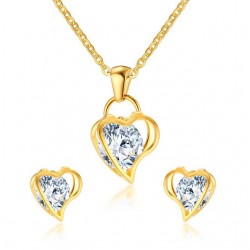 Serce & kryształ - kolczyki & naszyjnik - komplet biżuteriiKomplety Biżuterii