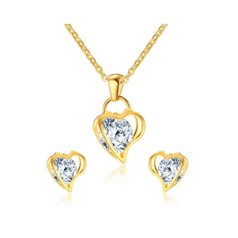 Conjuntos de joyascollar de cristal de corazón  pendientes - conjunto de joyas