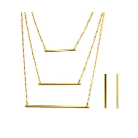 3 Ebenen Halskette & Ohrringe Schmuckset