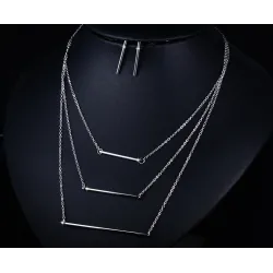 Collana 3 strati e orecchini Set di gioielli