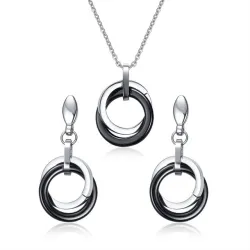 Conjuntos de joyasPendientes redondos de cerámica negro & collar - conjunto de joyas