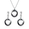Conjuntos de joyasPendientes redondos de cerámica negro & collar - conjunto de joyas