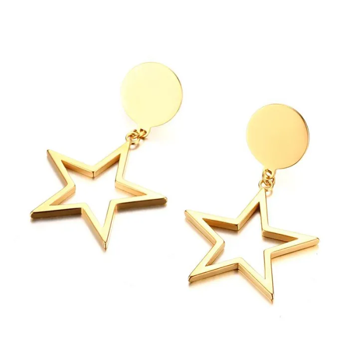 AretesPendientes de estrellas de cinco puntos de oro