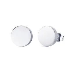 Round Black & Silver Stud EarringsEarrings