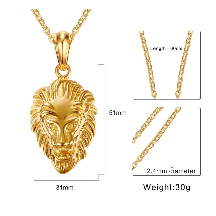 Ciondolo testa leone collana d'oro
