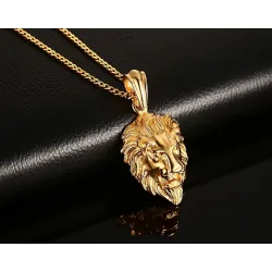 Ciondolo testa leone collana d'oro