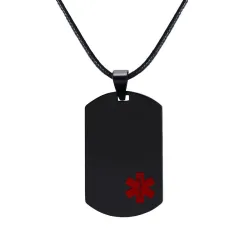 Medical sign pendant - leather necklace - unisex