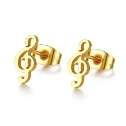 Gouden muziek notitie stud oorbellenOorbellen