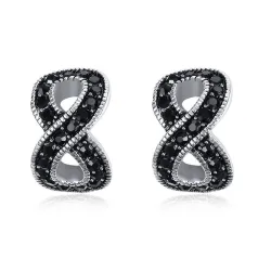 AretesPendientes de infinidad de cristal negro
