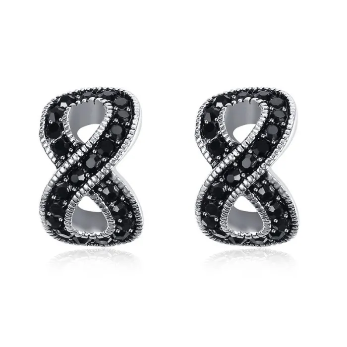 AretesPendientes de infinidad de cristal negro