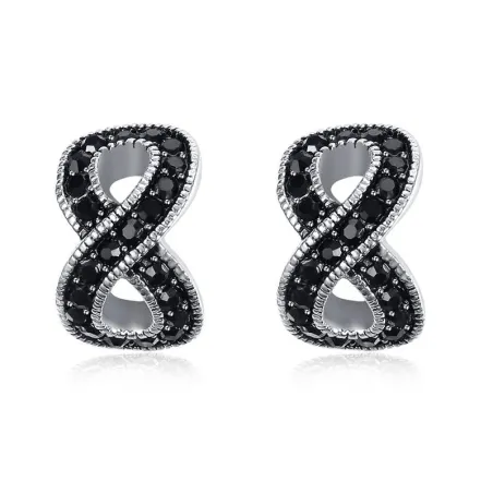 AretesPendientes de infinidad de cristal negro