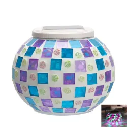 JardínSolar Powered Mosaic Glass Ball Garden lámpara impermeable
