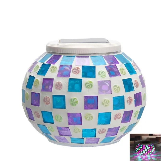JardínSolar Powered Mosaic Glass Ball Garden lámpara impermeable