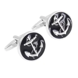 Anchor round cufflinks