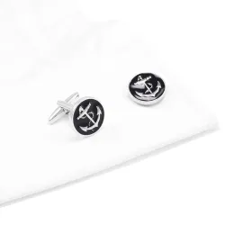 Anchor round cufflinks