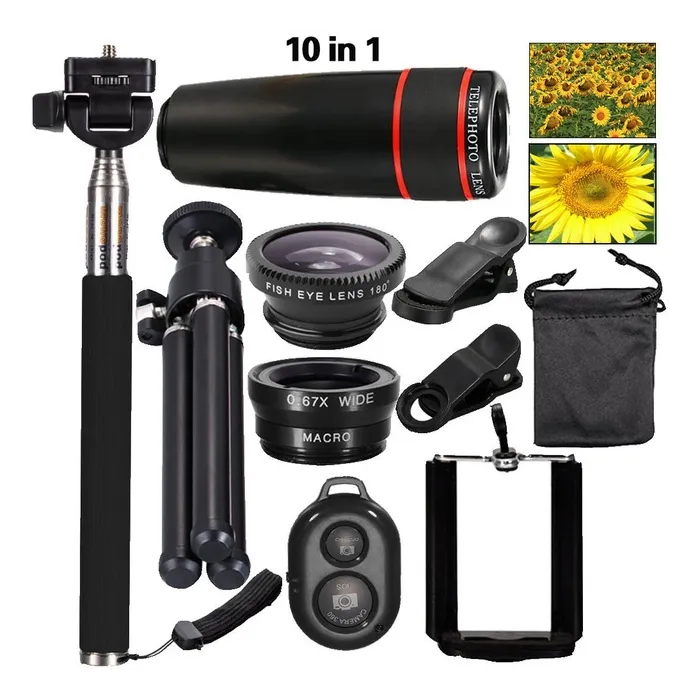 iPhone 8 7 6 5 Älypuhelin Mobile Tripod 12X Telefoto Telescope Lens Kit