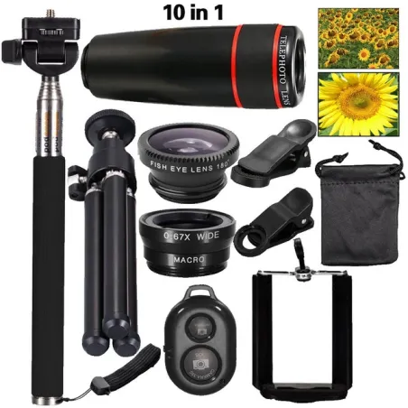 AccesoriosiPhone 8 7 6 5 S Smartphone Kit de lentes de telescopio móvil Tripod 12X