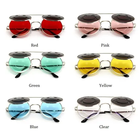 Steampunk Vintage Round Double Lens aurinkolasit Unisex