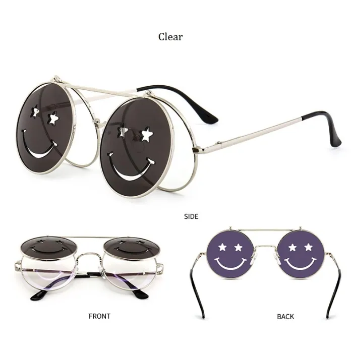 Steampunk Vintage Round Double Lens Sunglasses UnisexSunglasses
