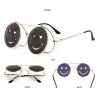 Steampunk Vintage Round Double Lens aurinkolasit Unisex