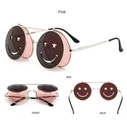 Steampunk Vintage Round Double Lens aurinkolasit Unisex
