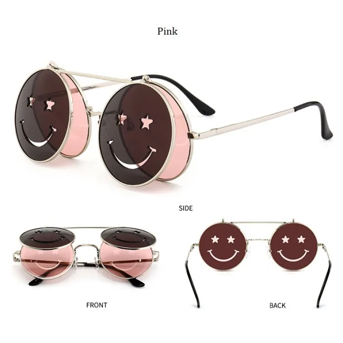 Steampunk Vintage Round Double Lens aurinkolasit Unisex