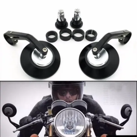 7/8 "Runda motorcykel bak vy Bar-End speglar set