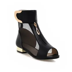 Mesh sandaler stövlar med metall glamour dekoration