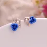 AretesFlor de rosa corazón - pendientes de cristal