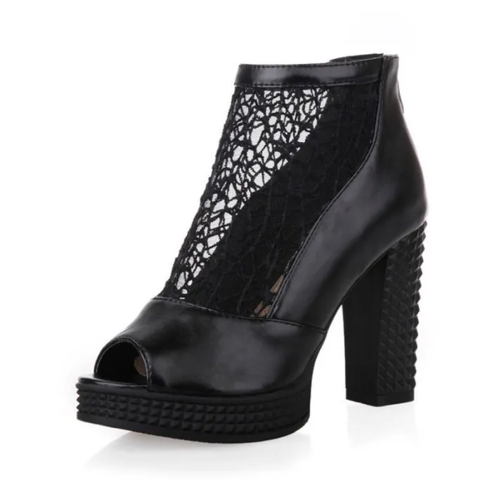 Vintage High Heel Platform Zipper Sandali