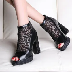 Vintage High Heel Platform Zipper Sandali