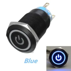 12V 5-pin 19mm metall tryckknapp - momentströmbrytare med LED - vattentät switch - Svart