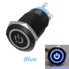 12V 5-pin 19mm metallipush -painike - hetkellinen virtakytkin LED - vedenpitävä kytkin - Black