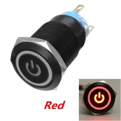 12V 5-pin 19mm metallipush -painike - hetkellinen virtakytkin LED - vedenpitävä kytkin - Black