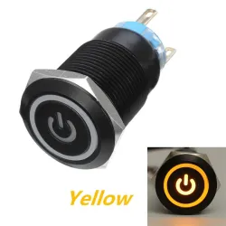 12V 5-pin 19mm metall tryckknapp - momentströmbrytare med LED - vattentät switch - Svart