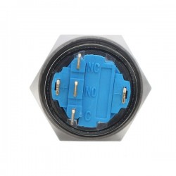 12V 5-pin 19mm metal botão de pressão - interruptor de energia momentâneo com LED - interruptor impermeável - Preto