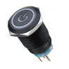 12V 5-pin 19mm metallipush -painike - hetkellinen virtakytkin LED - vedenpitävä kytkin - Black