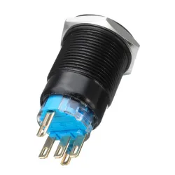 12V 5-pins 19 mm Led Metalen Drukknop Spanningsschakelaar Waterdichte Schakelaar ZwartSchakelaars