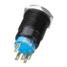 12V 5-polig 19mm Metall Druckknopf - momentaner Leistungsschalter mit LED - wasserdichter Schalter - Schwarz