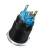 12V 5-pins 19 mm Led Metalen Drukknop Spanningsschakelaar Waterdichte Schakelaar ZwartSchakelaars