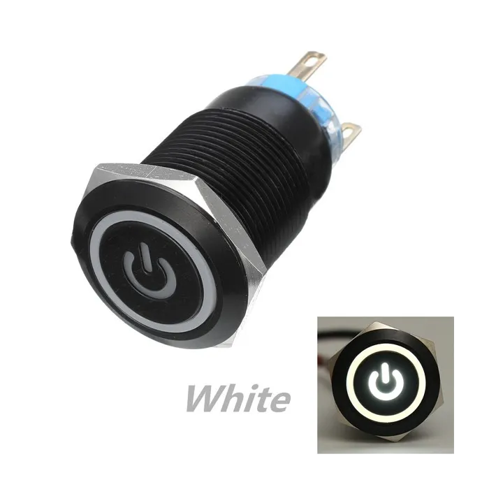 Interruptores12V 5-pin botón de presión de metal de 19 mm - interruptor de potencia momentánea con LED - interruptor impermea...