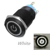 12V 5pin 19mm pulsante in metallo - interruttore di accensione momentaneo con LED - interruttore impermeabile - Nero