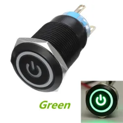12V 5-pins 19 mm Led Metalen Drukknop Spanningsschakelaar Waterdichte Schakelaar ZwartSchakelaars