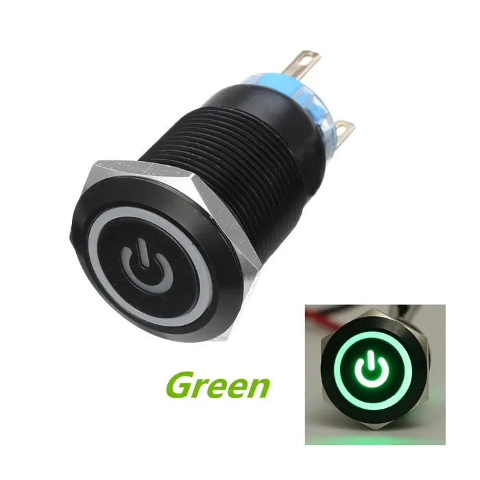 Interruptores12V 5-pin botón de presión de metal de 19 mm - interruptor de potencia momentánea con LED - interruptor impermea...