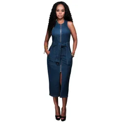 VestidosVestido de Jeans Midi - con cremallera