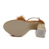 Päls kristall transparent metall högklackade sandaler