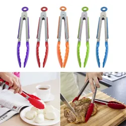 Rostfritt stål Silicone Kitchen BBQ - Salad Bröd Tong