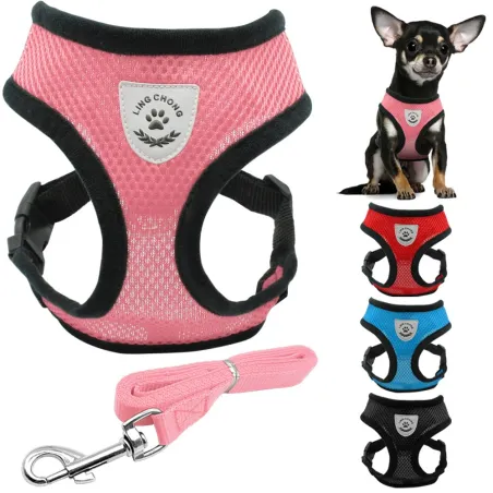 Welpen & Hund atmungsaktives Nylon-Netz Geschirr & Leinen Set