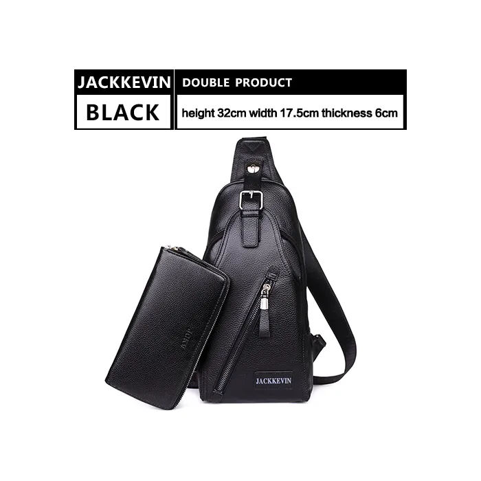 Mäns äkta läder Crossbody Bag