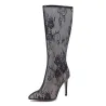 BotasBotas de verano de Mid-Half Thin High Heels Pointed Toe Zipper